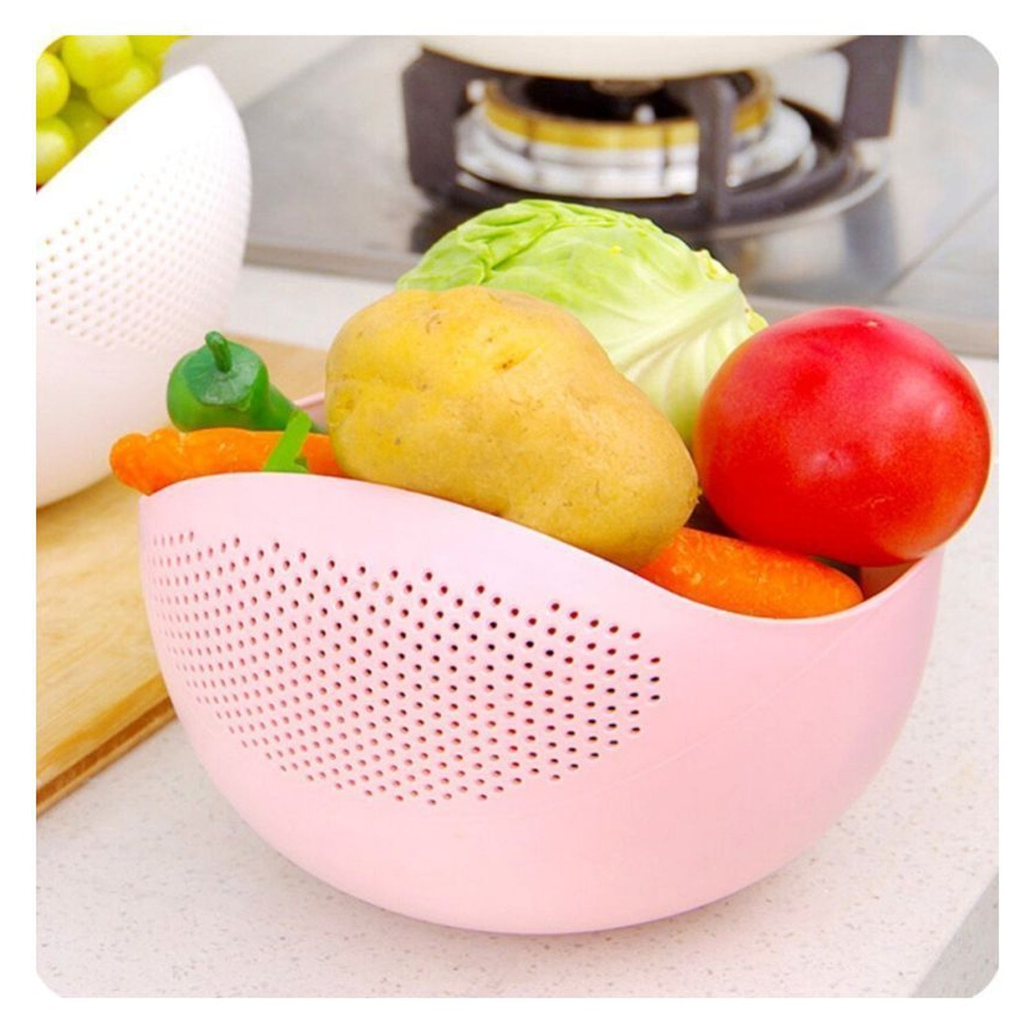 Set of 3 plastic strainers for fruits, vegetables, and rice Set of 3 plastic strainers for fruits, vegetables, and rice